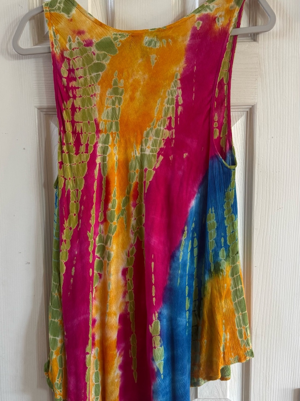 Asymmetrical Tie-Dye Tank Top in Magenta, Blue & Gold - Picture 3 of 8